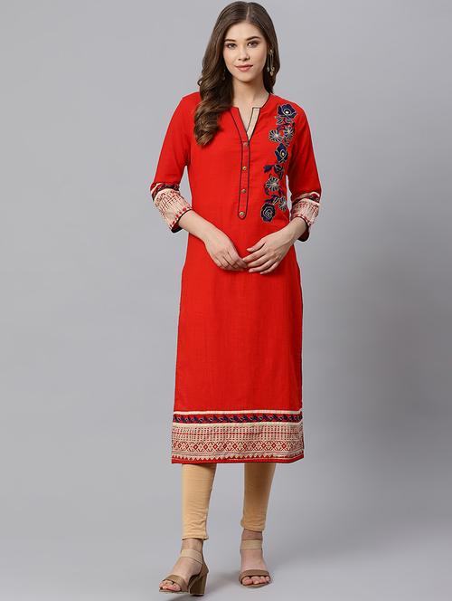 embroidered straight kurta - 17160824 - Very Small Image - 1