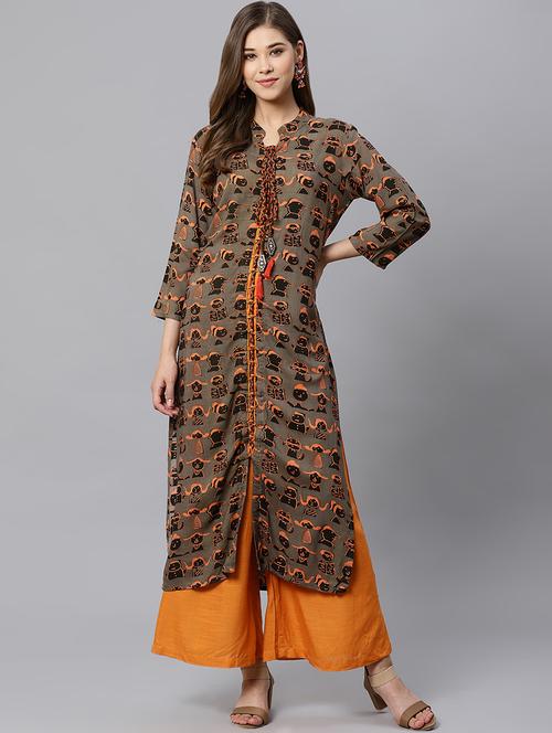 printed straight kurta - 17160837 - Very Small Image - 1