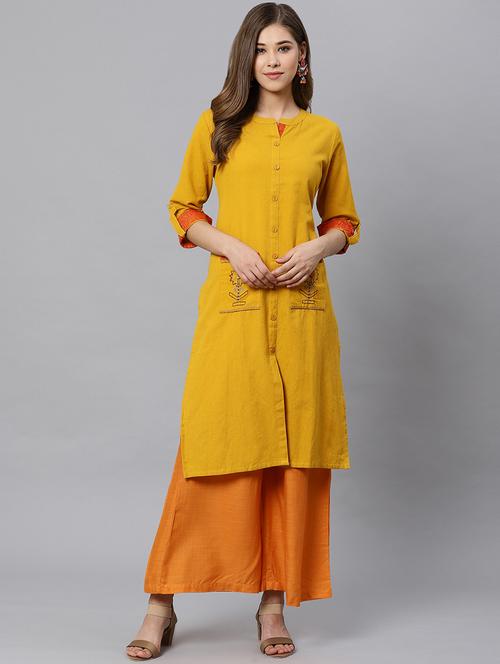 solid straight kurta - 17160843 - Very Small Image - 1