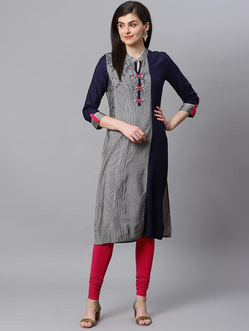 embroidered straight kurta - 17160848 - Very Small Image - 1