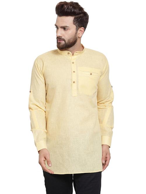 yellow solid short kurta - 17160934 - Very Small Image - 1