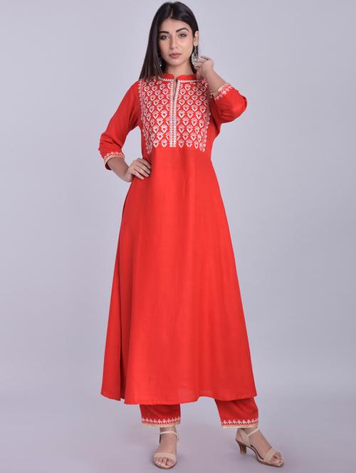 embroidered kurta palazzo set - 17161280 - Very Small Image - 1