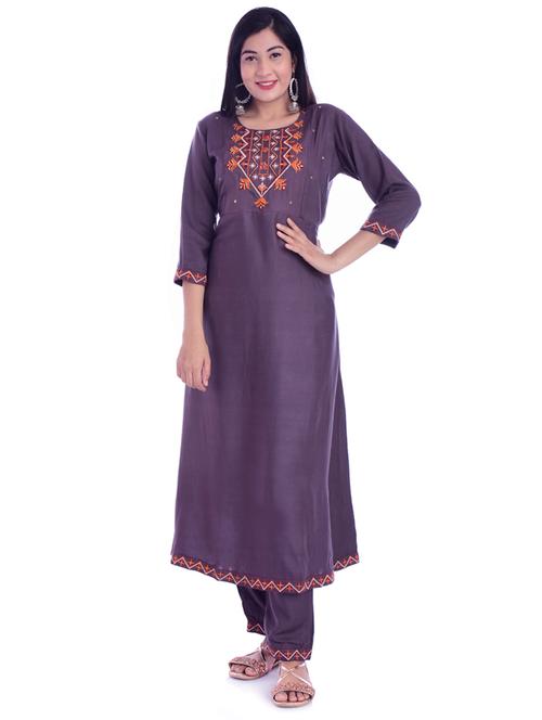 embroidered kurta pant set - 17161286 - Very Small Image - 1