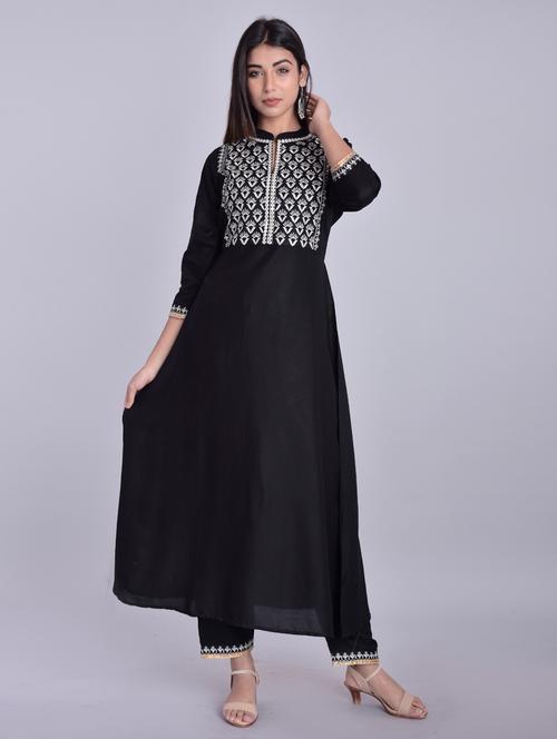 embroidered kurta palazzo set - 17161289 - Very Small Image - 1
