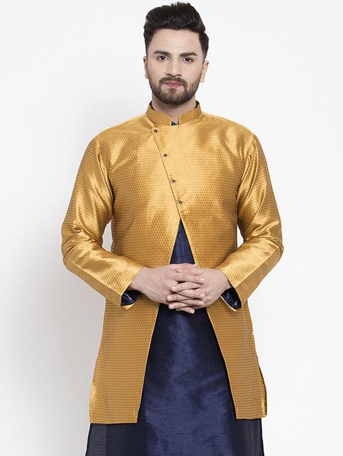 gold jacquard silk blend shrug - 17161726 - Very Small Image - 1