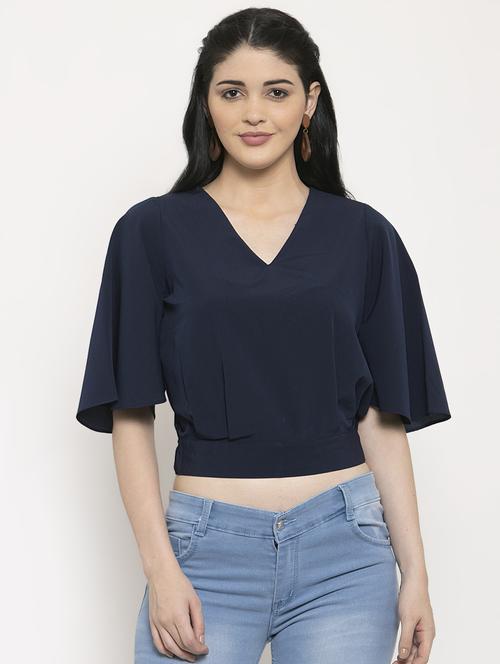 flutter sleeves crop top - 17163184 - Very Small Image - 1