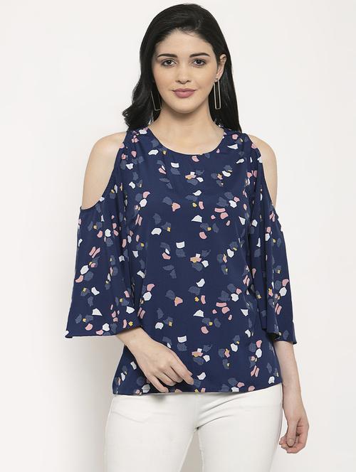 cold shoulder printed top - 17163186 - Very Small Image - 1