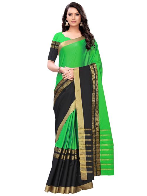 contrast woven saree with blouse - 17164099 - Very Small Image - 1
