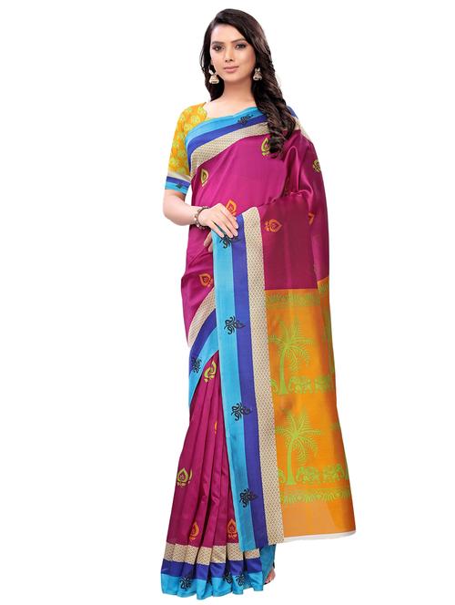 printed woven saree with blouse - 17164110 - Very Small Image - 1