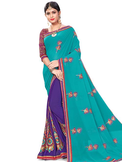 half & half embroidered saree - 17164299 - Very Small Image - 1
