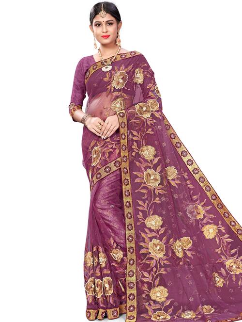 floral embroidered saree - 17164300 - Very Small Image - 1