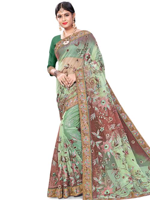 floral embroidered saree - 17164305 - Very Small Image - 1