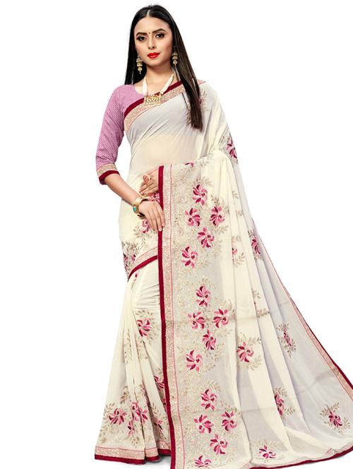 floral embroidered saree - 17164315 - Very Small Image - 1