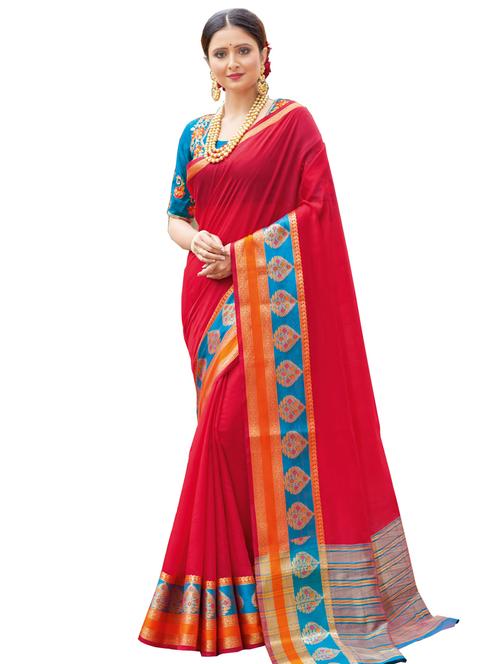 solid bordered handloom saree - 17164526 - Very Small Image - 1