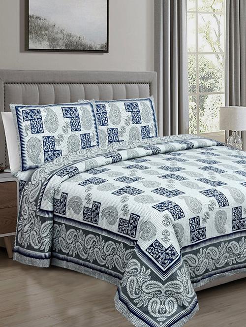 cotton double king size bedsheet with 2 pillow covers - 17165026 - Very Small Image - 1