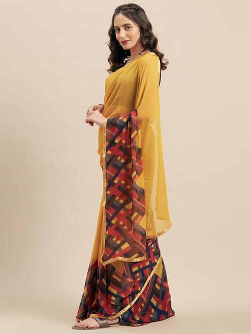 abstract printed saree - 17165874 - Very Small Image - 1