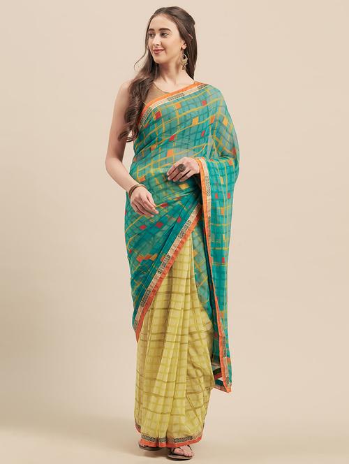 checkered printed saree - 17165886 - Very Small Image - 1