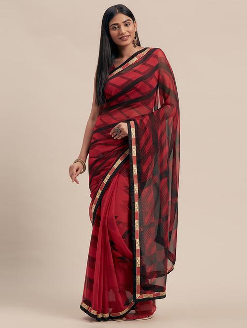 women's abstract red colored saree - 17165891 - Very Small Image - 1