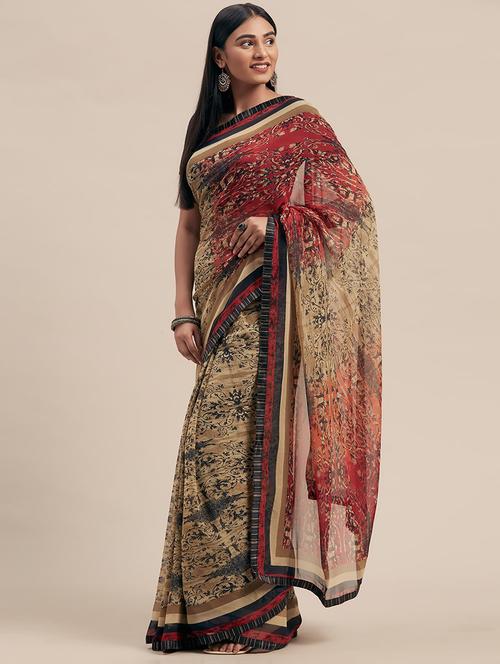 ethnic motif printed saree - 17165908 - Very Small Image - 1