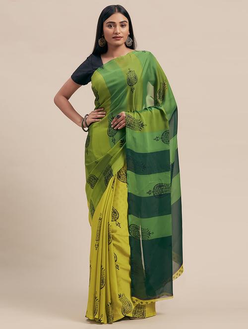ethnic motif printed saree - 17165949 - Very Small Image - 1