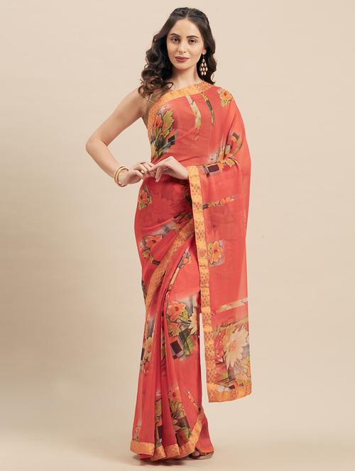 floral printed saree - 17165958 - Very Small Image - 1
