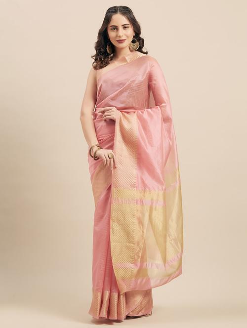 women's self design rosewater colored saree - 17165977 - Very Small Image - 1
