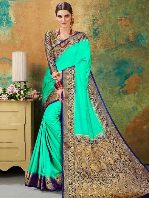 women's self design sea green colored saree - 17165994 - Very Small Image - 1