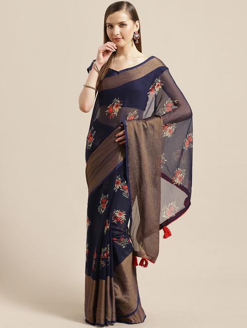 floral printed saree - 17166006 - Very Small Image - 1