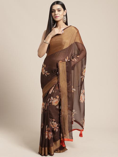 floral printed saree - 17166008 - Very Small Image - 1