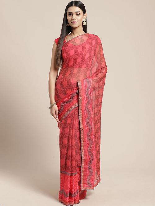 printed embroidered saree - 17166011 - Very Small Image - 1