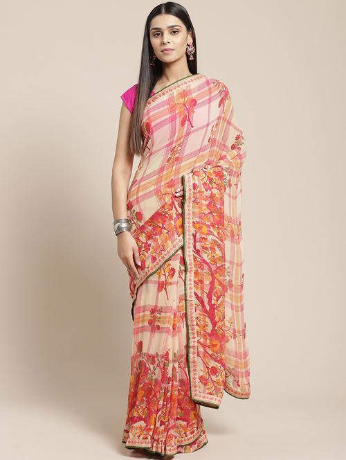 floral printed saree - 17166027 - Very Small Image - 1
