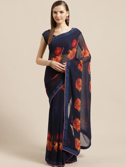 floral printed saree - 17166029 - Very Small Image - 1