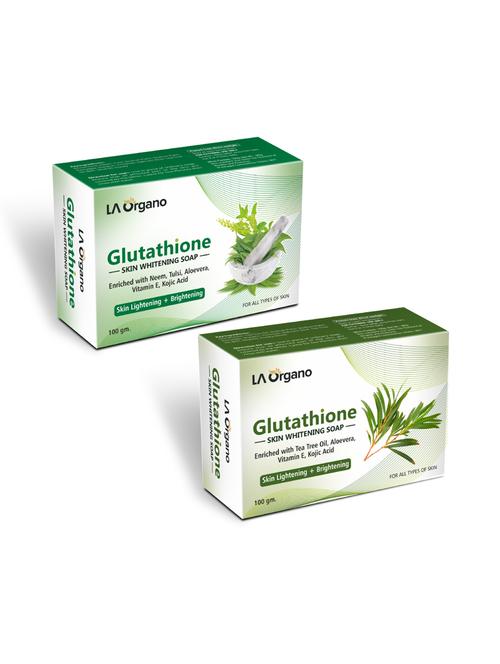 glutathione whitening soap with neem tulsi & glutathione tea tree soap for skin lightening,brightening -(pack of 2,100gm each) - 17166249 - Very Small Image - 1