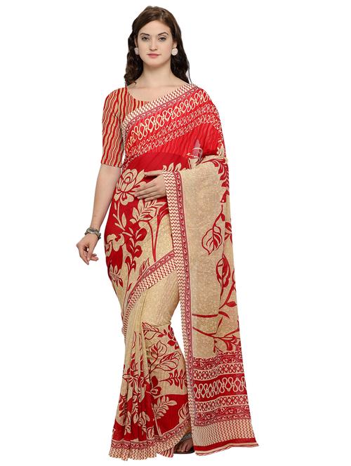 floral printed saree with blouse - 17167270 - Very Small Image - 1