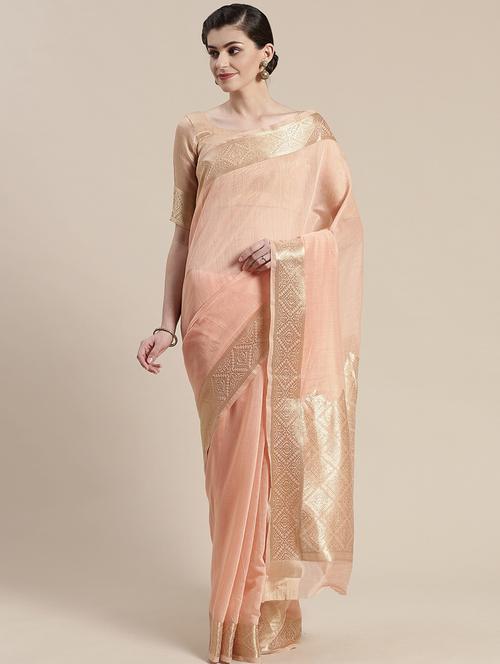 pastel woven saree with blouse - 17167467 - Very Small Image - 1