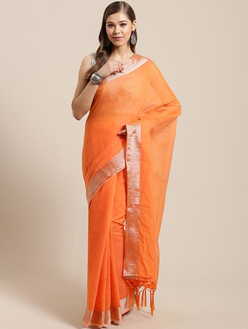 solid woven silver patta saree with blouse - 17167585 - Very Small Image - 1