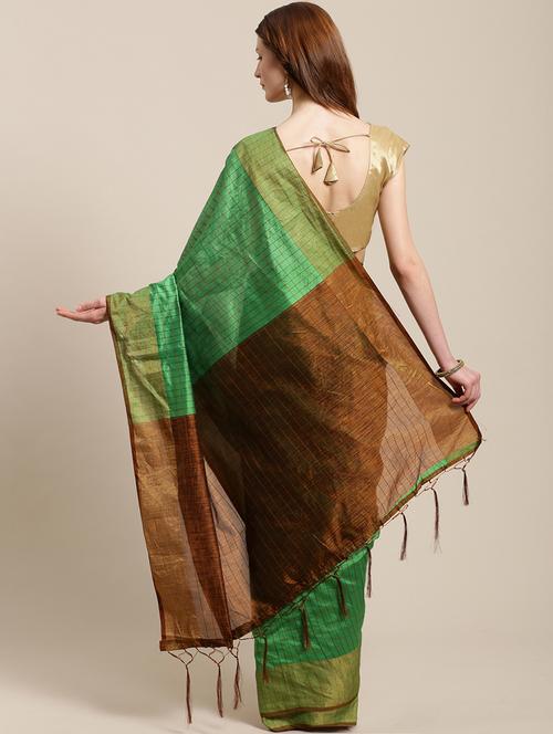 checkered woven saree with blouse - 17167595 - Very Small Image - 1
