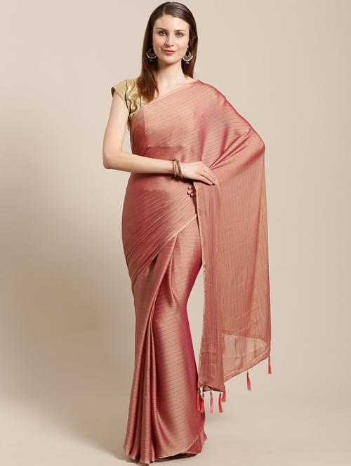 striped woven saree with tassels with blouse - 17167606 - Very Small Image - 1