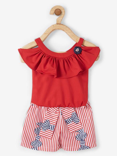 red cotton shorts sets twin & jump suit - 17169118 - Very Small Image - 1
