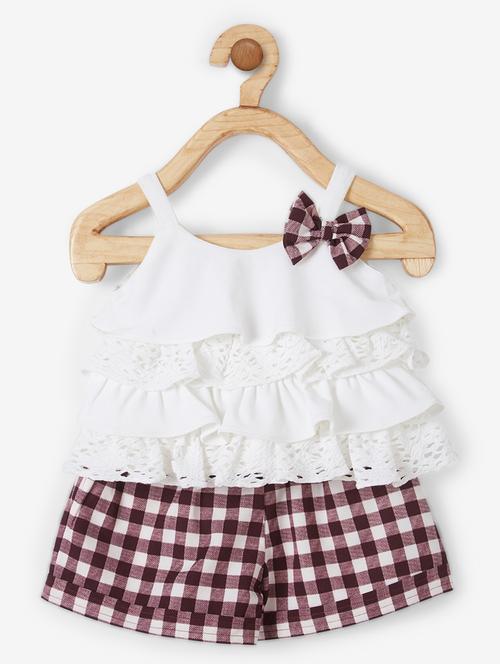 white cotton blend shorts sets twin & jump suit - 17169119 - Very Small Image - 1