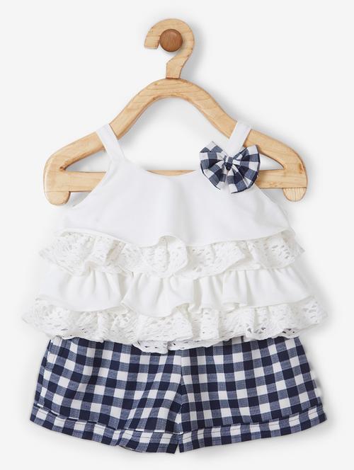 white cotton blend shorts sets twin & jump suit - 17169120 - Very Small Image - 1