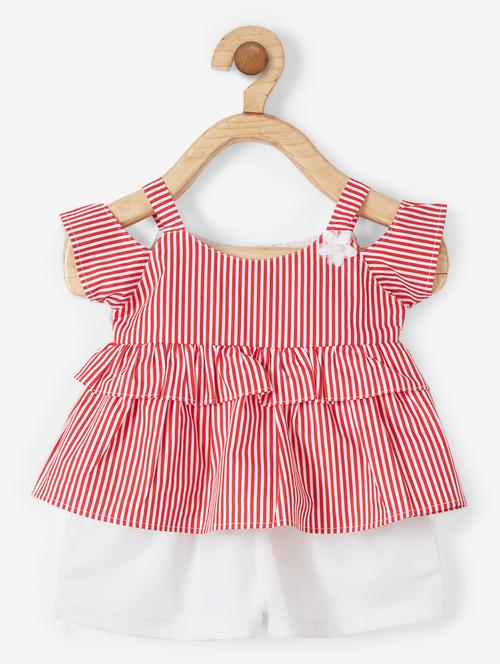 red cotton shorts sets twin & jump suit - 17169123 - Very Small Image - 1