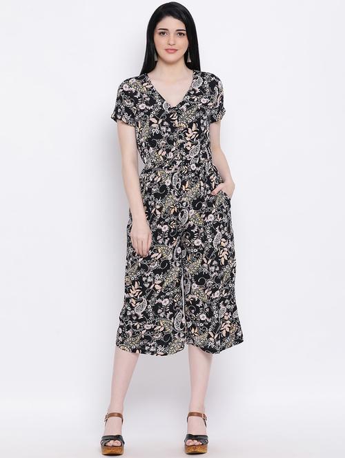 floral print button detail jumpsuit - 17169596 - Very Small Image - 1