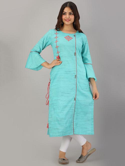 bell sleeves straight kurta - 17170329 - Very Small Image - 1