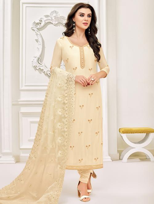 embroidered churidaar suits unstitched suit - 17170370 - Very Small Image - 1