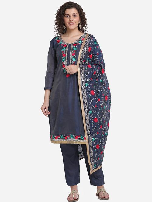 embroidered unstitched suit set - 17170373 - Very Small Image - 1