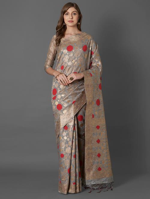 self design banarasi saree with blouse - 17170569 - Very Small Image - 1