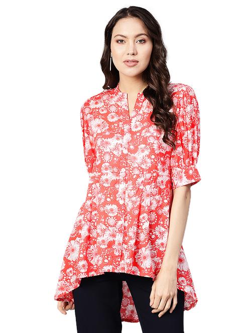 floral asymmetric tunic - 17170598 - Very Small Image - 1