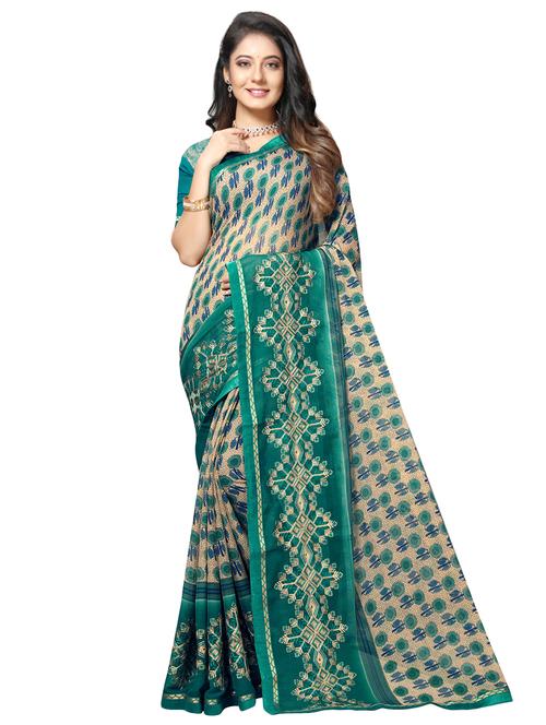 floral printed saree with blouse - 17170733 - Very Small Image - 1