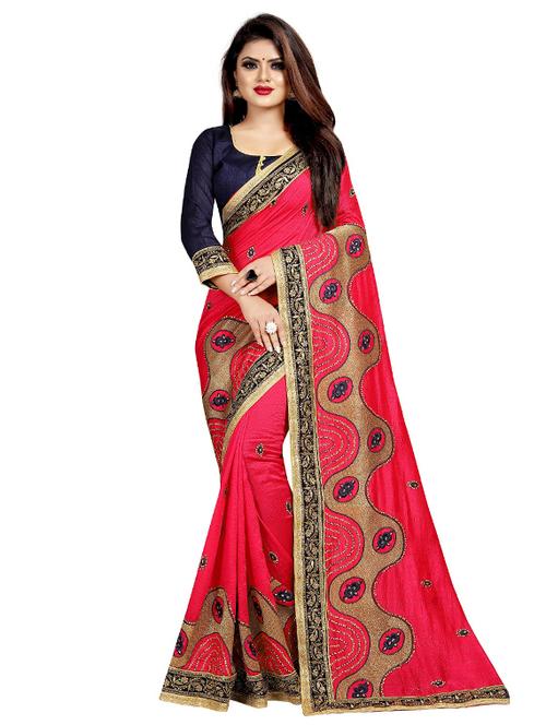 embellished printed saree with blouse - 17170752 - Very Small Image - 1